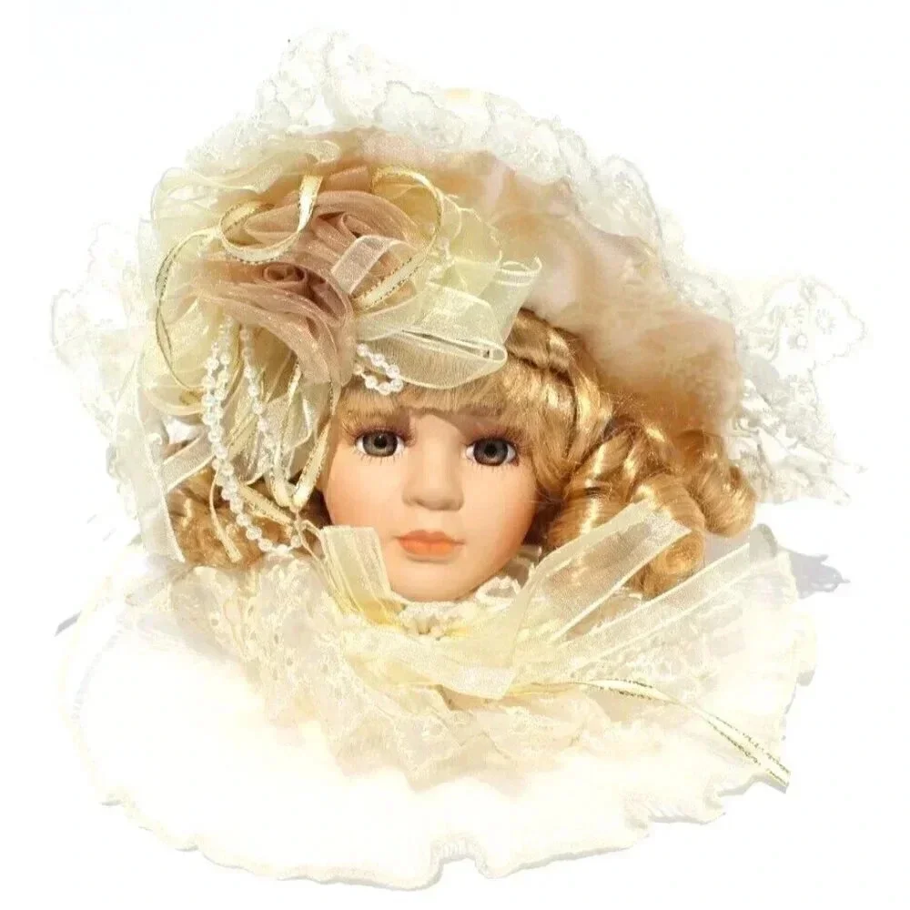 Vtg DanDee Porcelain Victorian Doll Head Holiday Christams Tree Ornament NOS